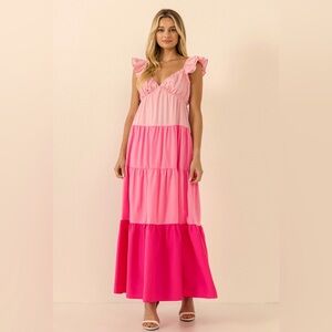 Ruffle sleeve sweetheart English Factory maxi dress